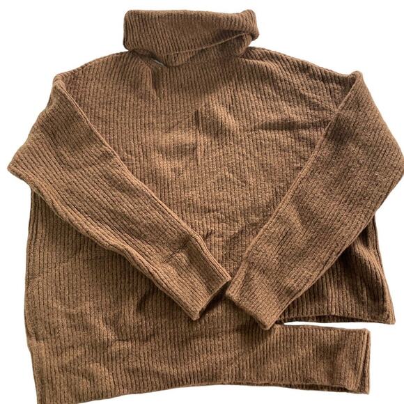 Oak + Fort Sweater Womens One Size Brown Knit Cutout‎ Turtleneck Pullover - Picture 2 of 8